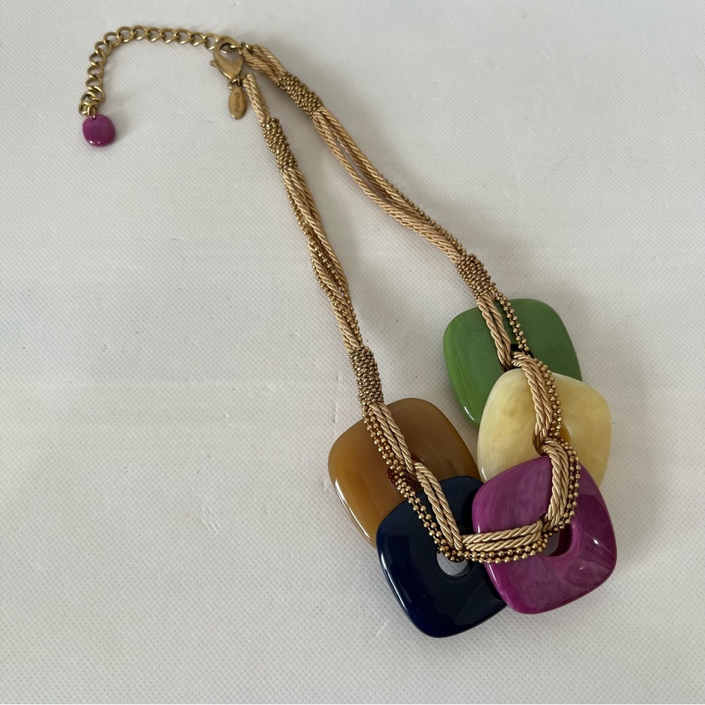 Chico’s Chunky Multi Color Statement Necklace Gol… - image 5